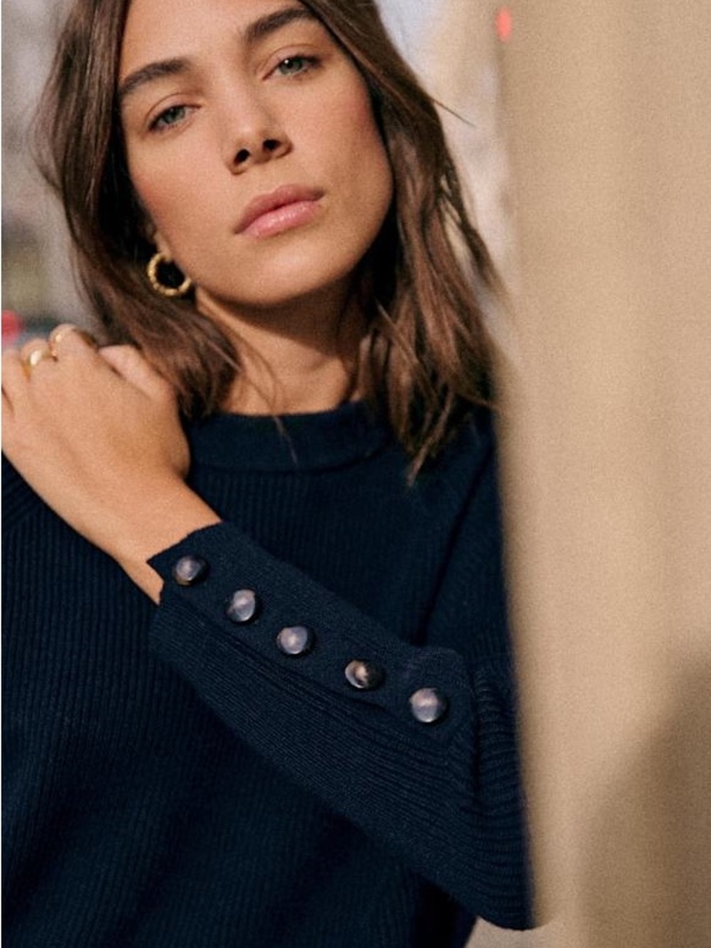 Sezane Sami Jumper Sweater Navy Blue Size Small Wool/cotton - Picture 2 of 12